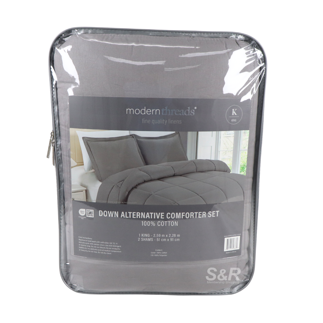 Modern Threads 100% Cotton 3-piece Gray Comforter Set King Size